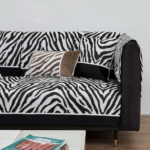 WildZebraPrintChenilleFurnitureProtectorSofaCover 14