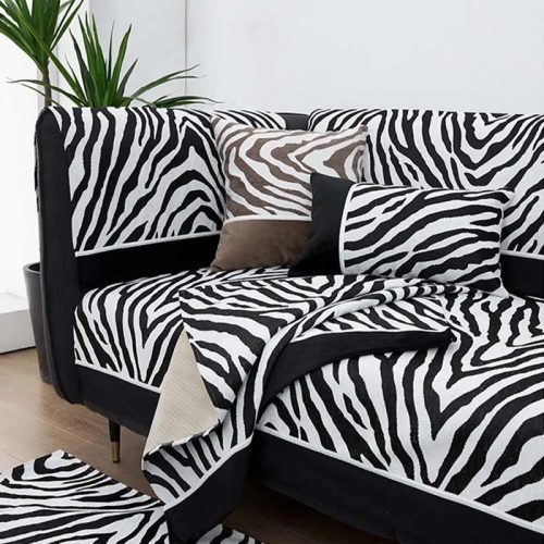 WildZebraPrintChenilleFurnitureProtectorSofaCover 15