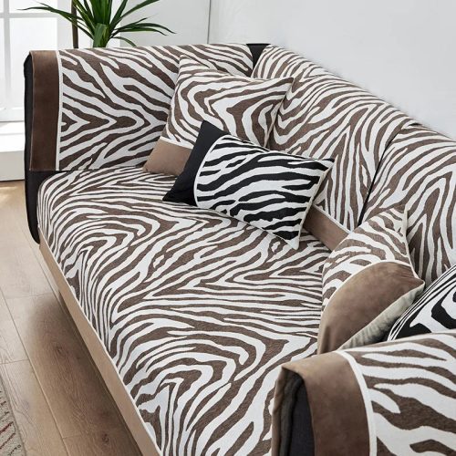 WildZebraPrintChenilleFurnitureProtectorSofaCover 8