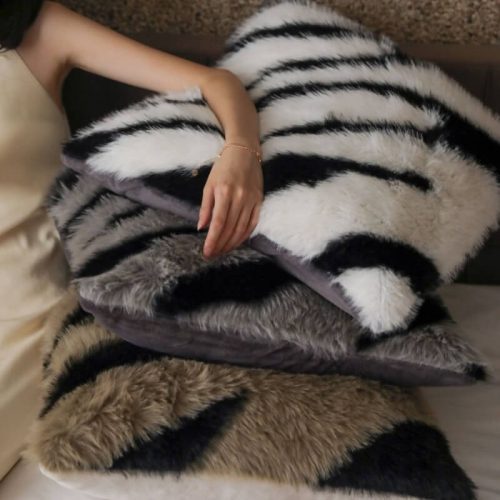 Zebra Thickened Fluffy Fur Bed Sheet Set pillow 2