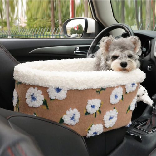 funnyfuzzy FlowerWoolFleeceCatCarSafetySeatCentralControlDogCarSeatBed 8