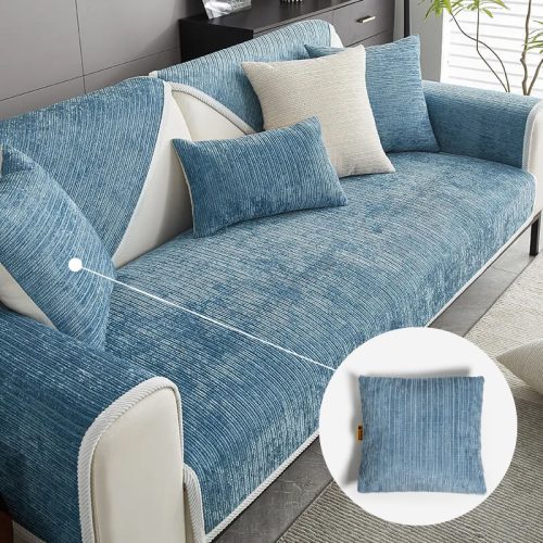 funnyfuzzy simplestripedcouchcover pillow blue