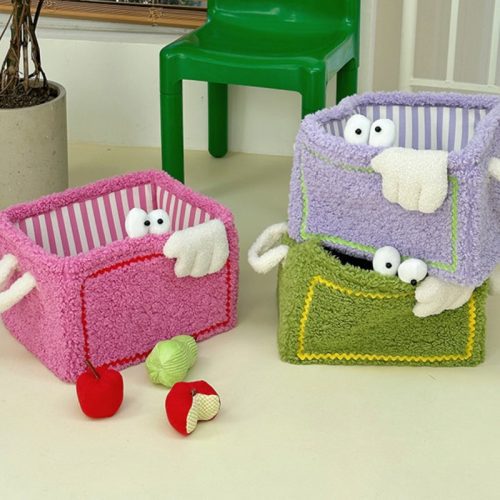 funnyfuzzyColorfulLittleMonsterStripedFoldableStorageBasket 2