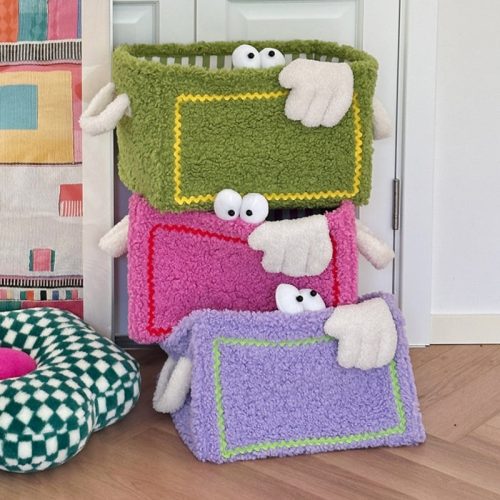 funnyfuzzyColorfulLittleMonsterStripedFoldableStorageBasket 6