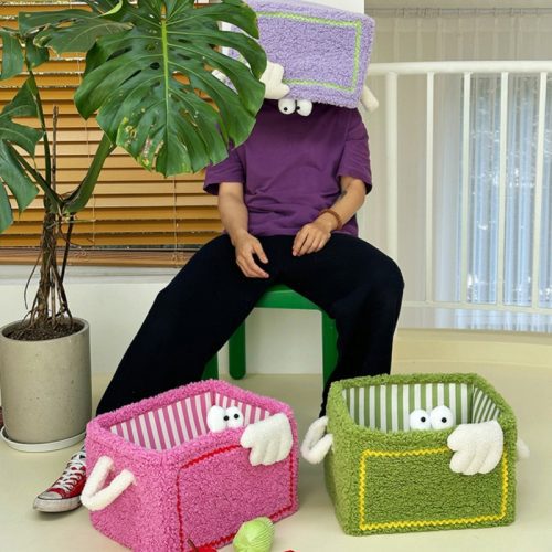 funnyfuzzyColorfulLittleMonsterStripedFoldableStorageBasket 7