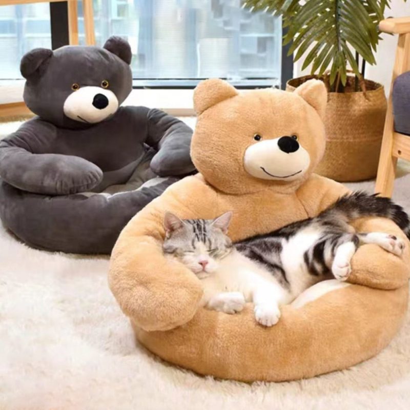 funnyfuzzyCuteDetachableCuddleBearCatBed 1