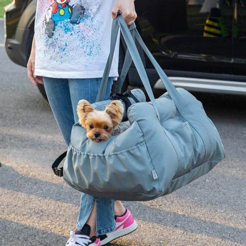 funnyfuzzyFashionWaterproofPetCarrierBagSafetyDogCarSeatBed 9