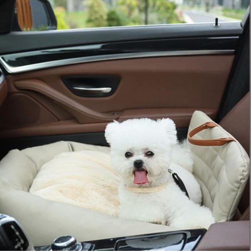 funnyfuzzyFauxLeatherWaterproofDrivingSafetyDogCarSeatBed 2