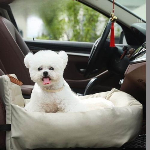 funnyfuzzyFauxLeatherWaterproofDrivingSafetyDogCarSeatBed 3