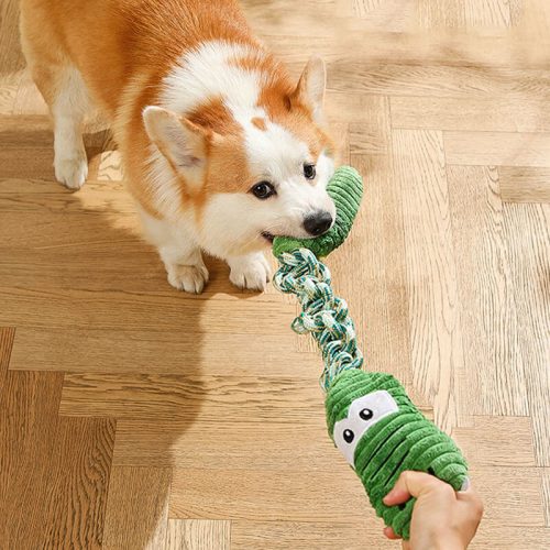 funnyfuzzyRopeSqueakyDogInteractiveToy AnimalSeries 6