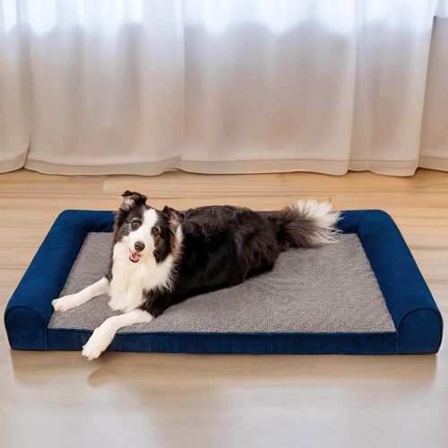 funnyfuzzy FauxFleece SuedeFullSupportOrthopedicDogBed Blue XXXL